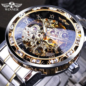 NEW - Top Brand Luxury Transparent Fashion Diamond Royal Design Skeleton Wrist Watch - The Jewellery Supermarket